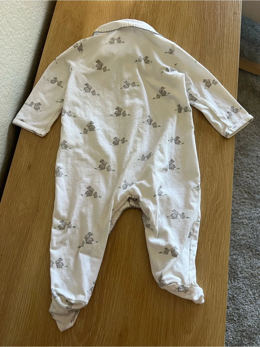 Lapinou Footed One-Piece with Bunny Print, 6-9m